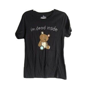 Goodie Two Sleeves Womens Teddy Bear T-SHIRT I'm Dead Inside Black SIZE XL